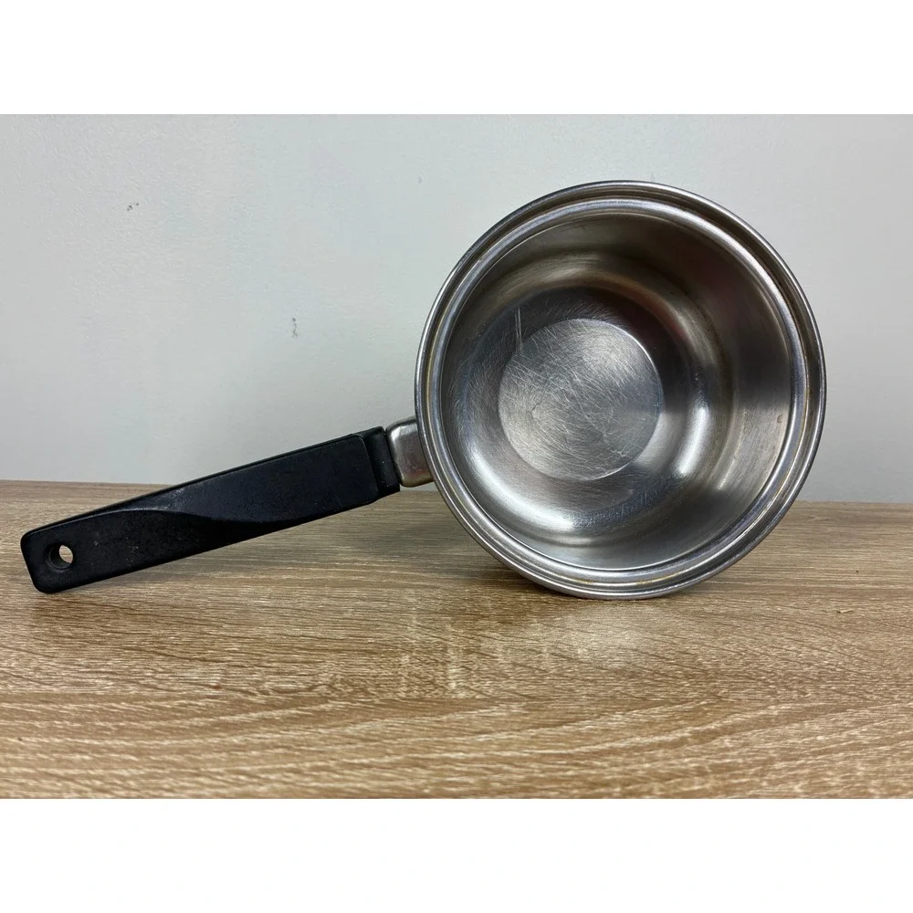 Vintage EKCO Flint 1 Quart Stainless Steel Copper Bottom Saucepan Pot USA 265